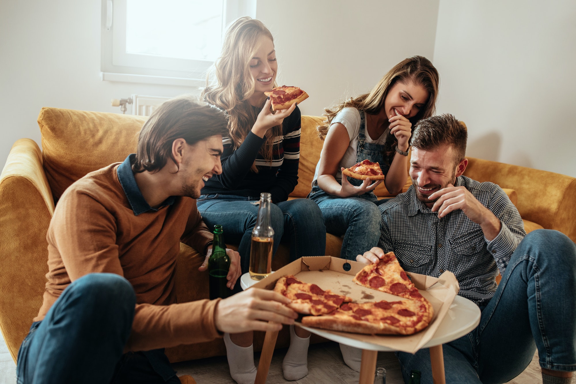Getting together for pizza